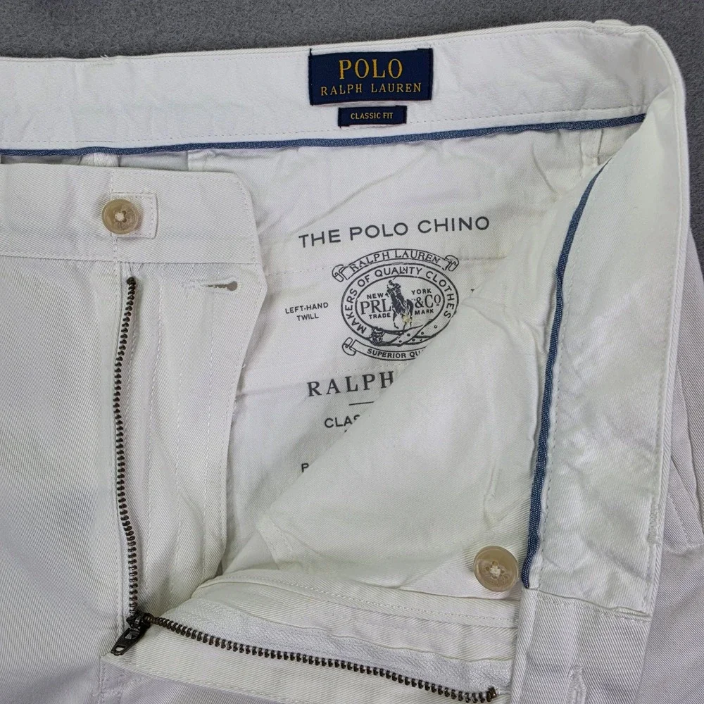 Polo Ralph Lauren Chino Pants Classic Fit White 35x32 Cotton Twill Flat Front